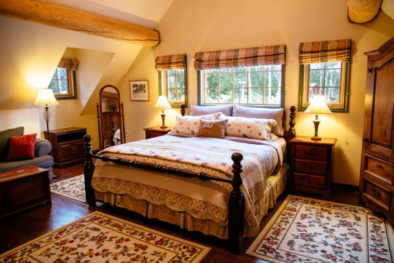 Master bedroom of the Siwash Lake ranch house suite