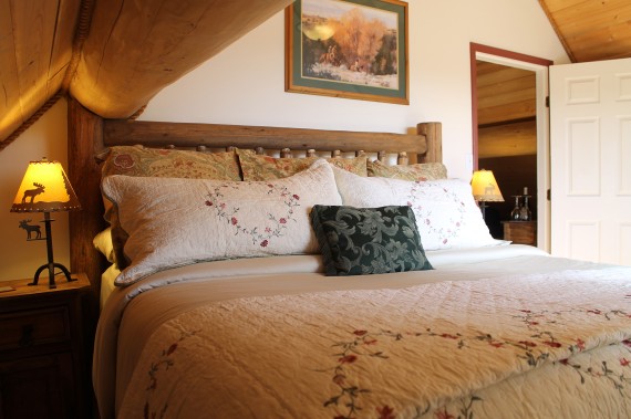Master bedroom in the barn loft suite