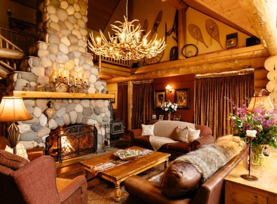 An authentic ranch ambience in the great room of the lodge at Siwash Lake