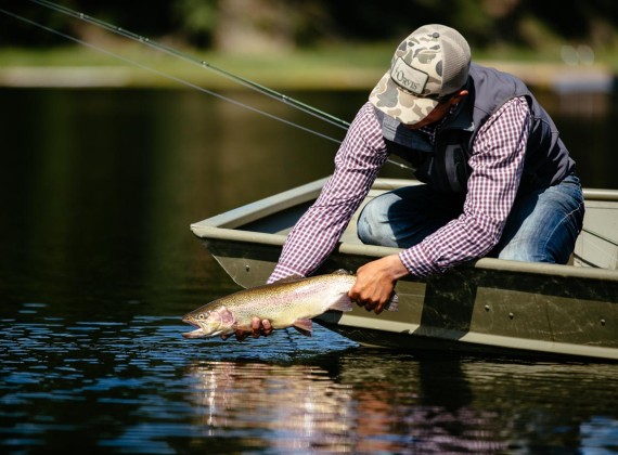Fly fishing for Rainbow trout at Siwash Lake