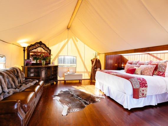 Interior of Deluxe Tent at Siwash Lake Star Camp